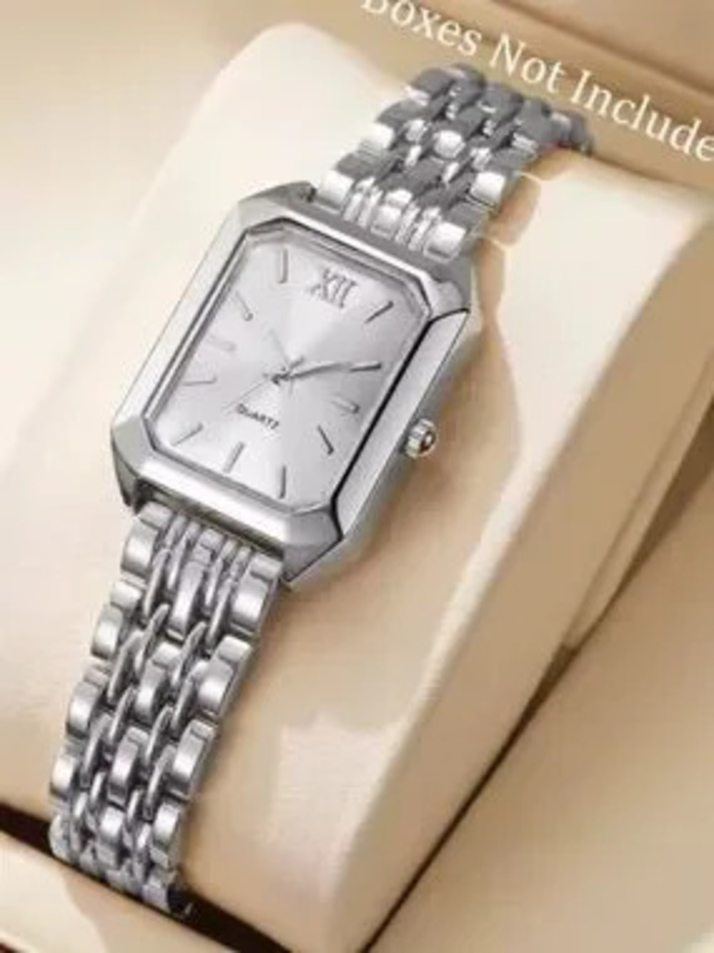 Silver Rectangular-Link Women's Watch